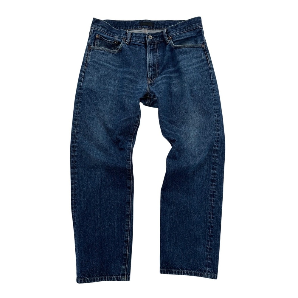Uniqlo Jeans Men 35x29 Blue Medium Wash Good Straight Leg 100% Cotton